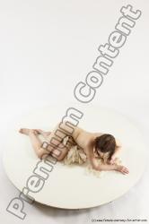 Nude Woman White Laying poses - ALL Slim Laying poses - on side medium brown Multi angle poses Pinup